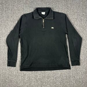 Lacoste Quarter 1/4 Zip Pullover Sweater Men's 5 Large Black Long Sleeve Faded